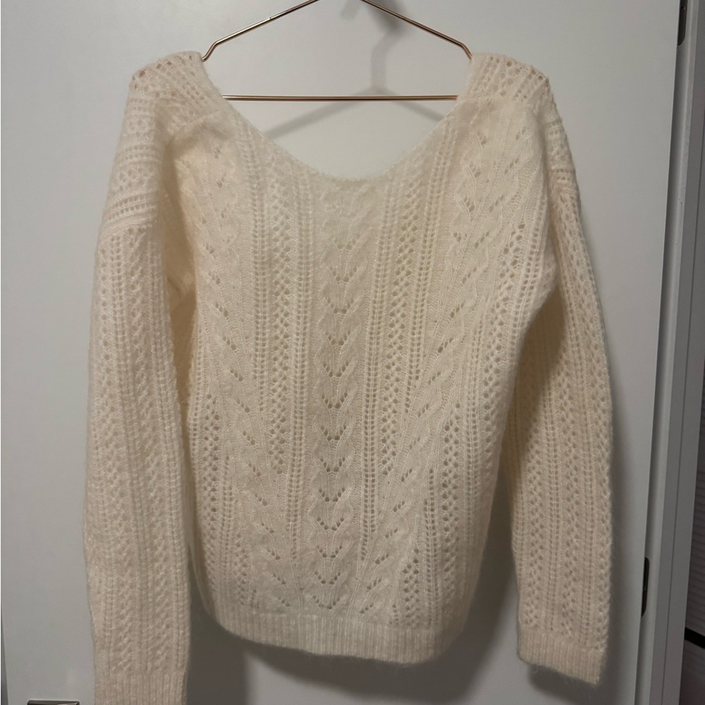 Elegant Cream Cable Knit Sweater